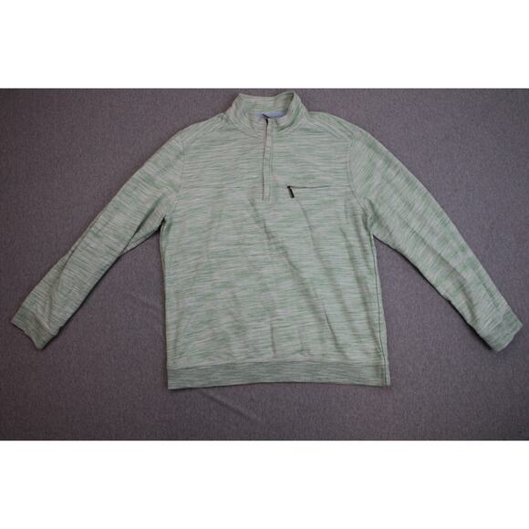 Tommy Bahama Sweatshirt Mens Size L Green 1/4 Zip Heather Long Sleeve Mock Neck - Picture 1 of 7